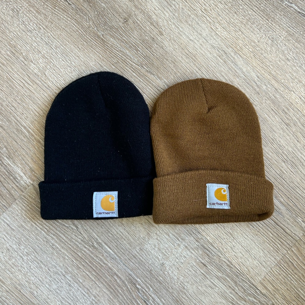 Carhartt Baby/Toddler Black and Brown Beanie set